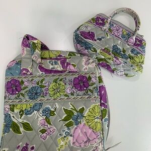Vera Bradley Quilted Tech organizer and mini Handbag Set floral